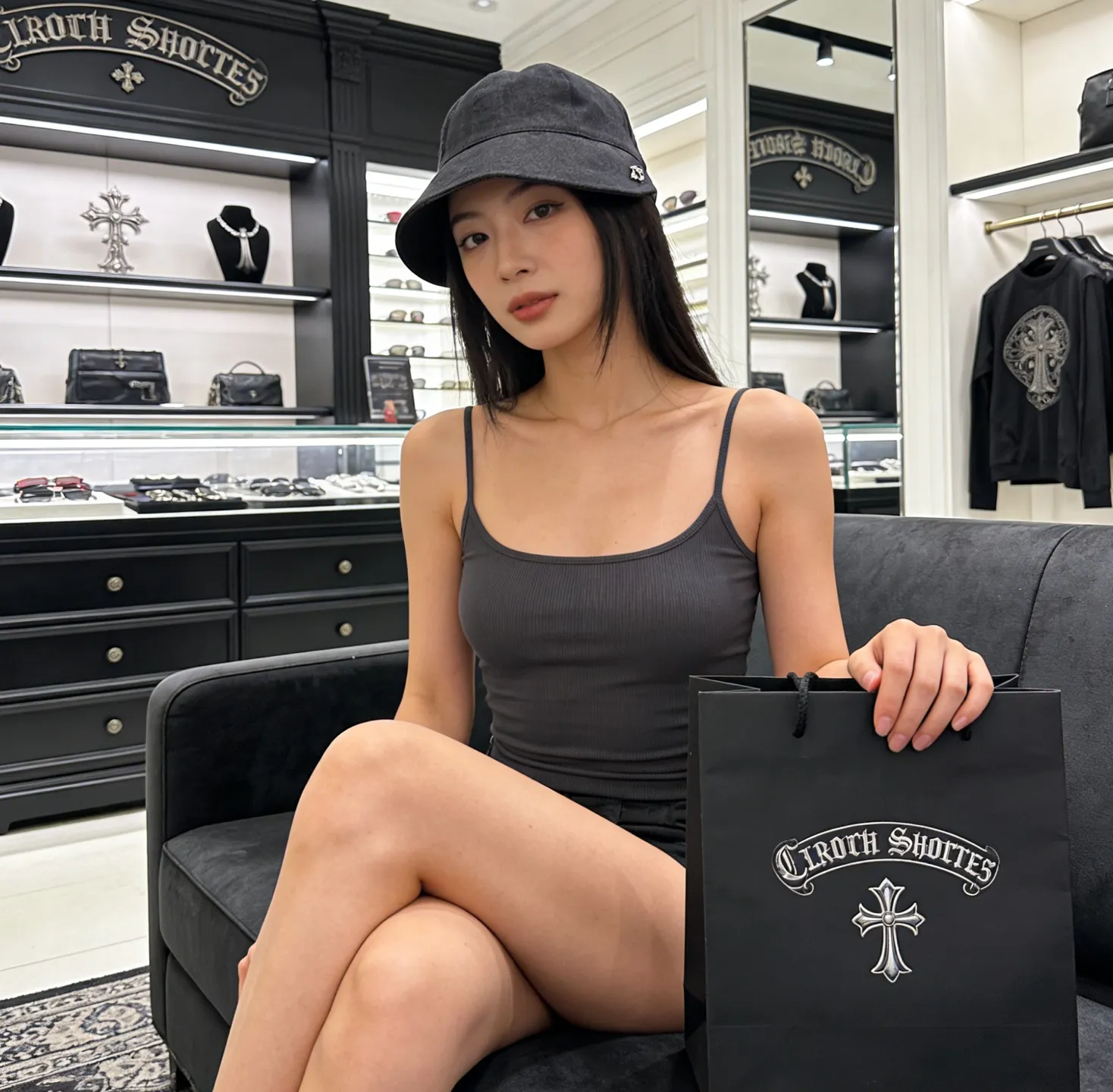 Crow Heart Spring and Summer Denim Peaked Hat